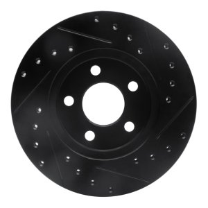 Chrysler CIRRUS Brake Rotor (1) - Front Left - R1 Concepts - Drilled & Slotted - Black - `95-`00